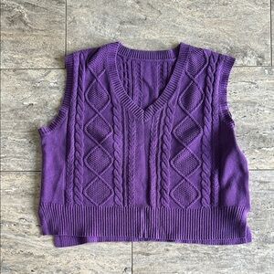 Purple Cable Knit Sweater Vest